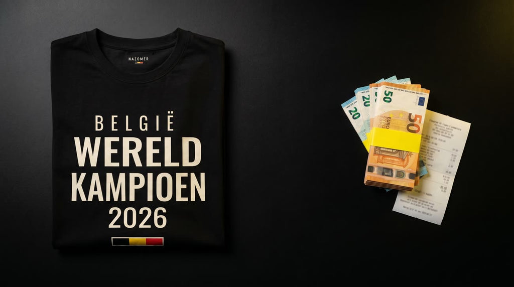 Het gevouwen shirt met eurobiljetten en kassabon — geld terug