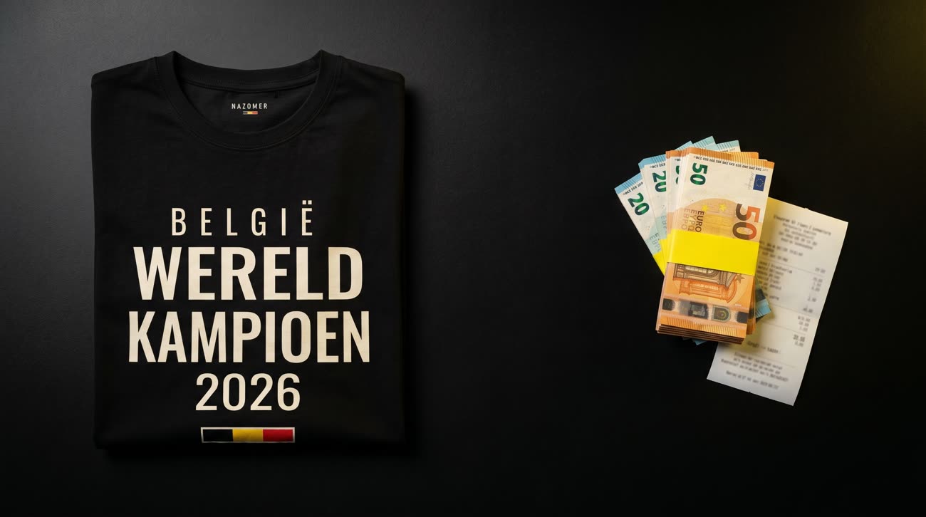 Het gevouwen shirt met eurobiljetten en kassabon — geld terug